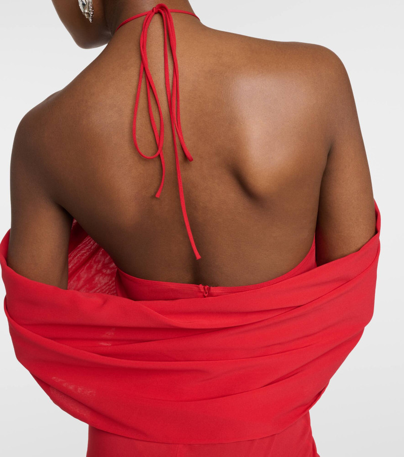 Floral-appliqué silk blend gown 6