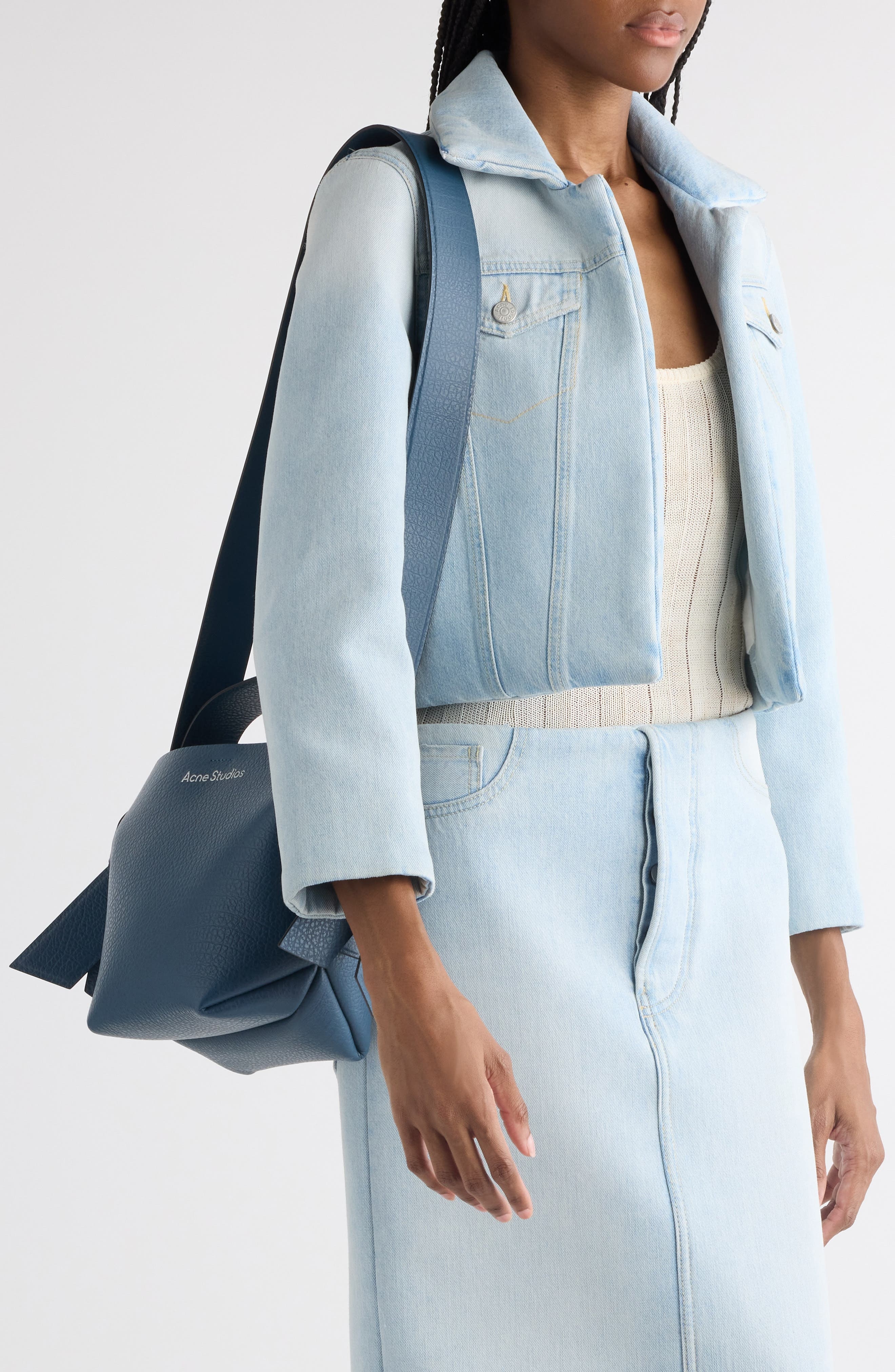Acne Studios Mini Musubi Leather Shoulder Bag in Denim Blue at Nordstrom - 2