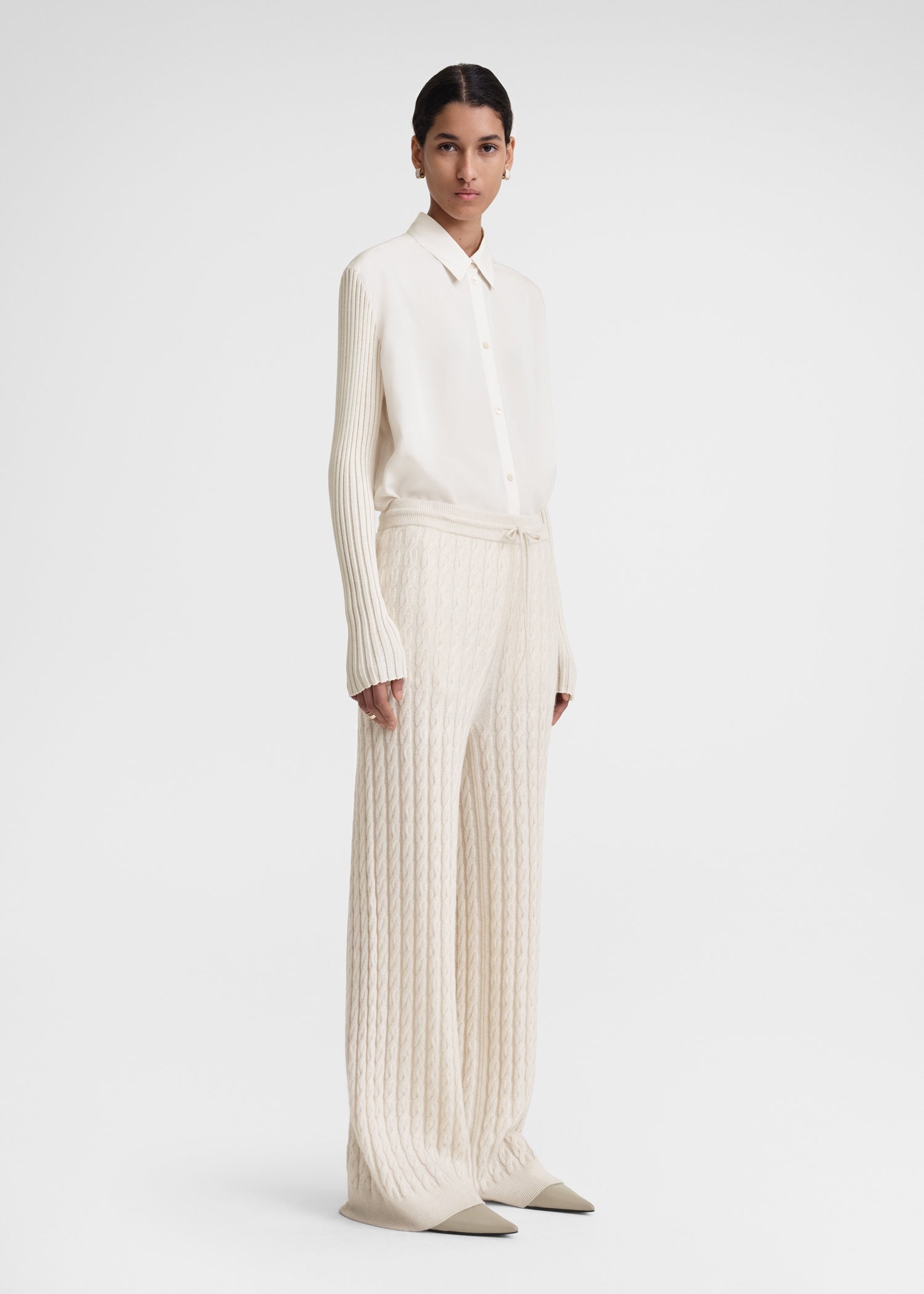 Cable knit trousers snow - 4