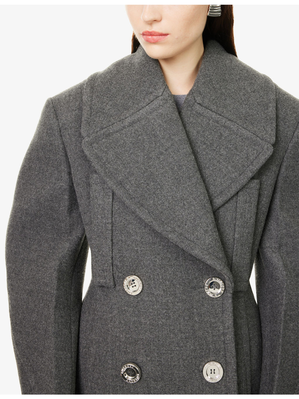 Double-Breasted Notch-Lapels Wool And Silk Coat - 5