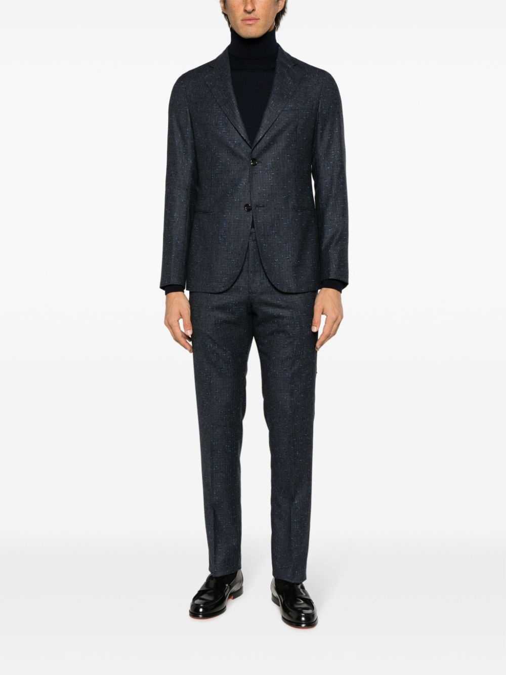 speckled single-breasted suit - 2