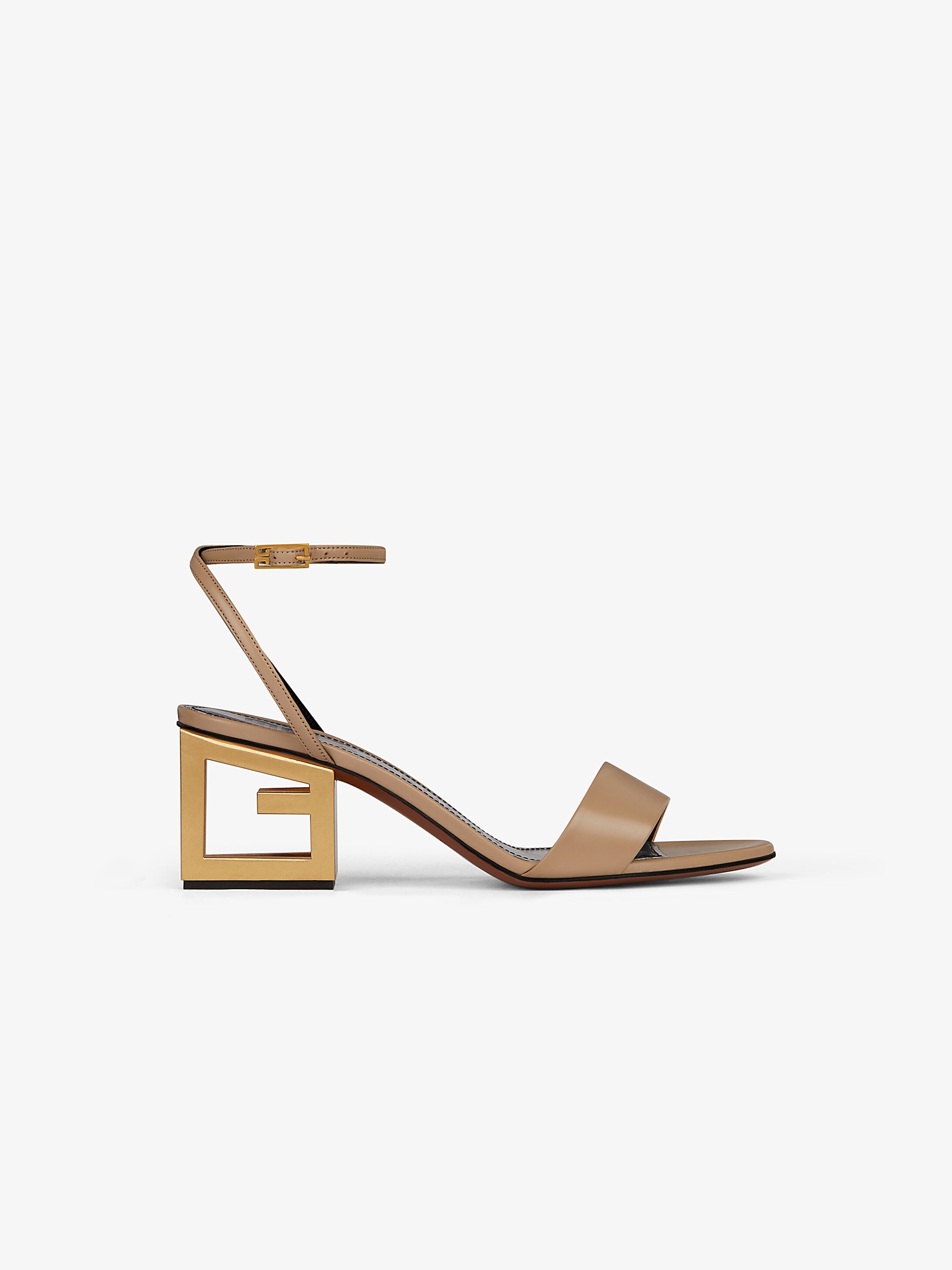 Gold G heel sandals in leather - 1