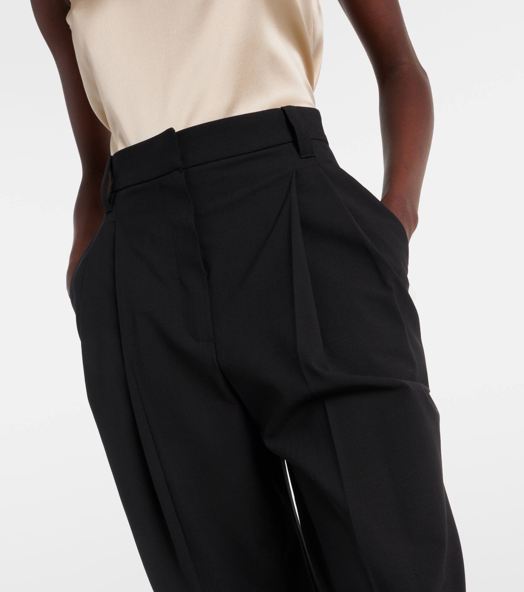 Wool-blend wide-leg pants - 4