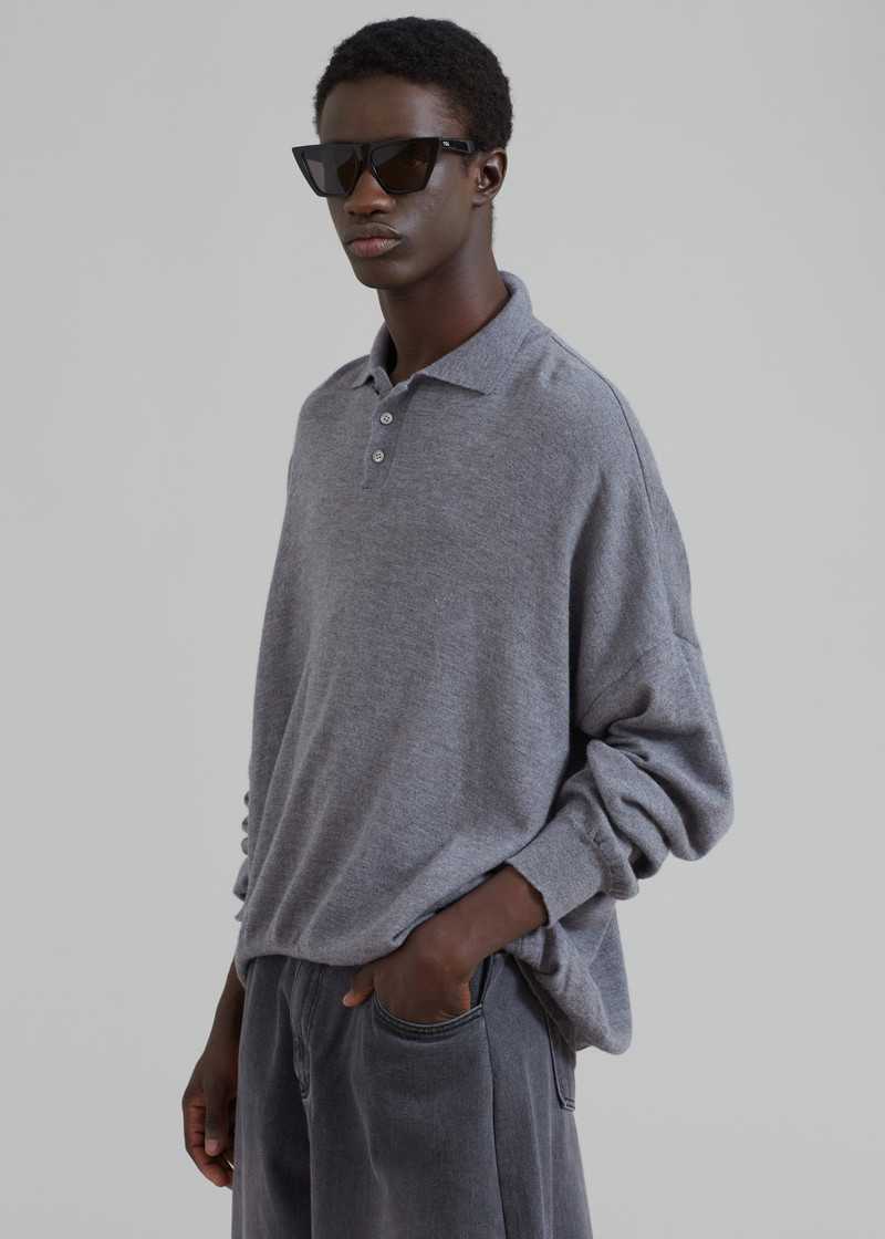 Meriel Wool Polo Sweater - Grey 14