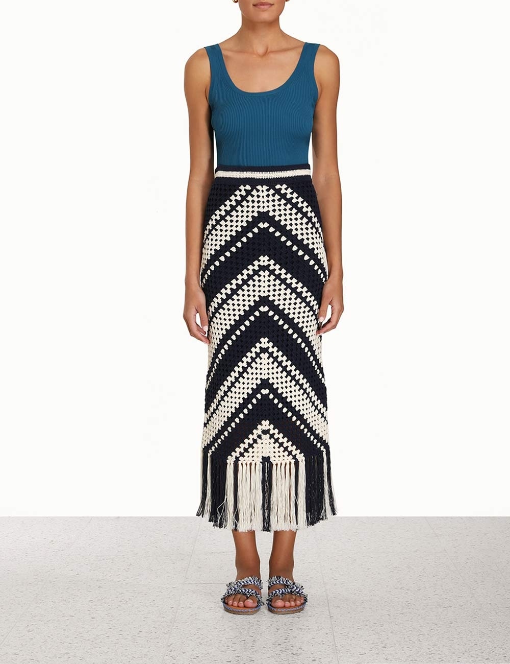 CHINTZ CROCHET FRINGED SKIRT - 7