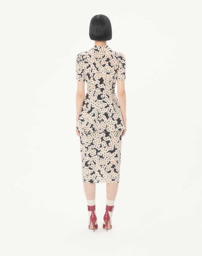 CREPE DE CHINE DRESS WITH APRES L'HIVER PRIMULA PRINT 7