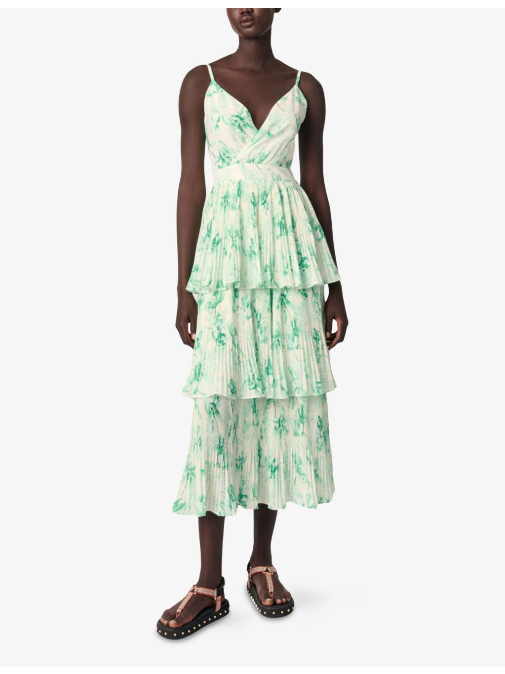 Graphic-Print V-Neck Woven Midi Dress - 2