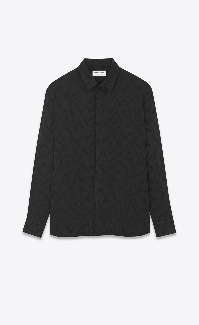 yves collar classic shirt in matte and shiny silk - 1