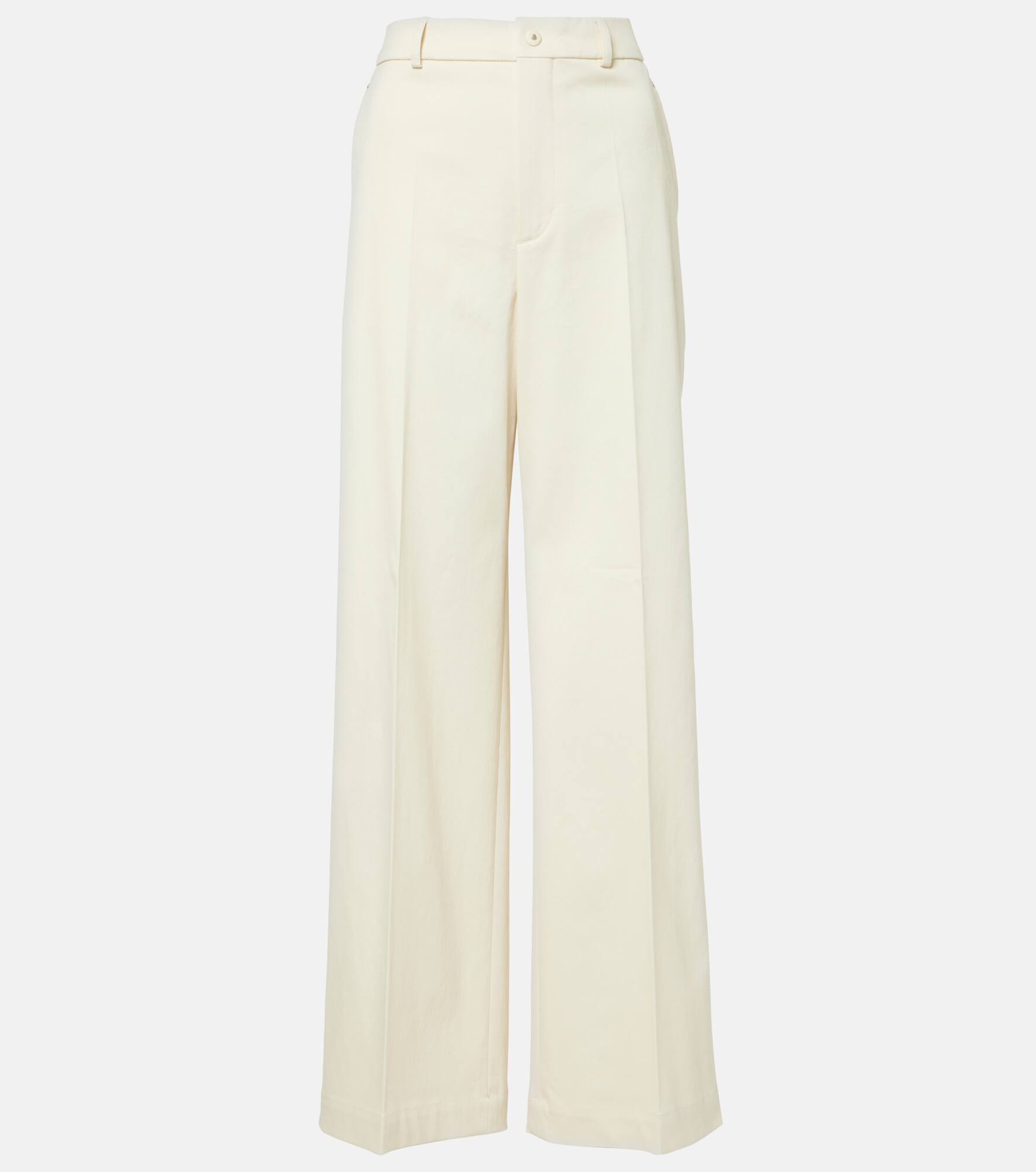 High-rise cotton wide-leg pants - 1