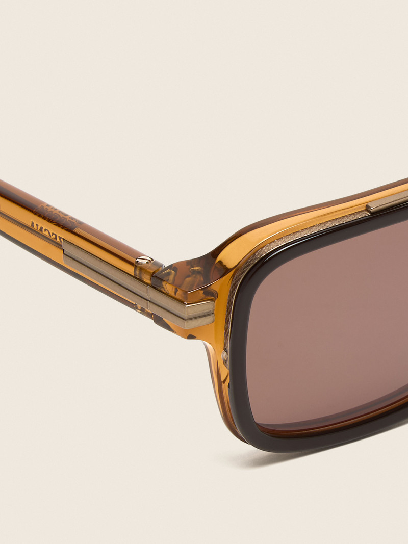 ZEGNA TRANSPARENT BROWN ACETATE SUNGLASSES outlook
