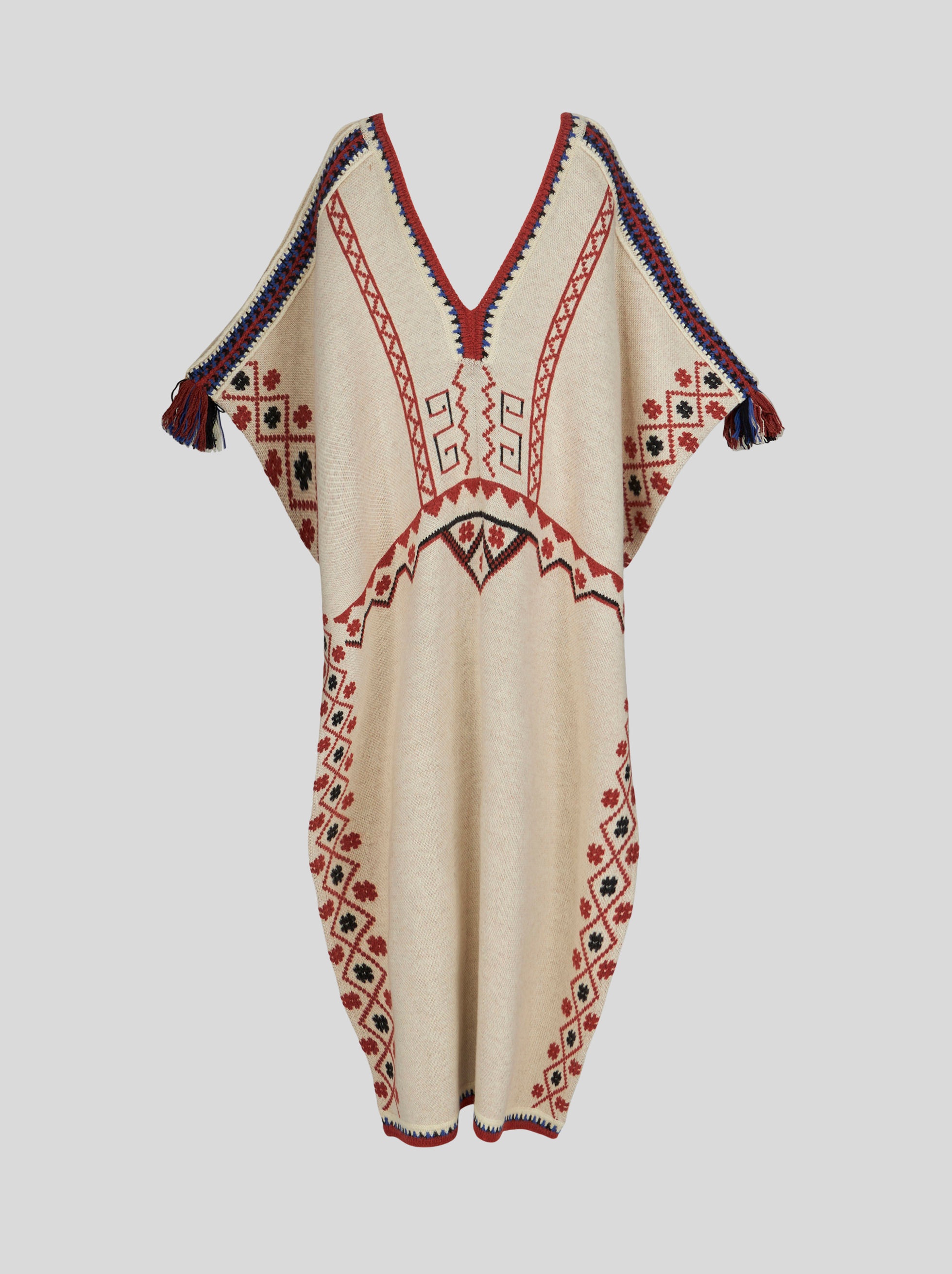 KNITTED PONCHO WITH GEOMETRIC PATTERN - 5