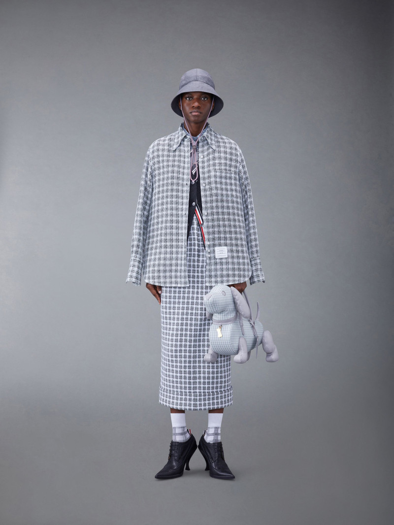 Check Crochet Tweed Oversized Shirt 3