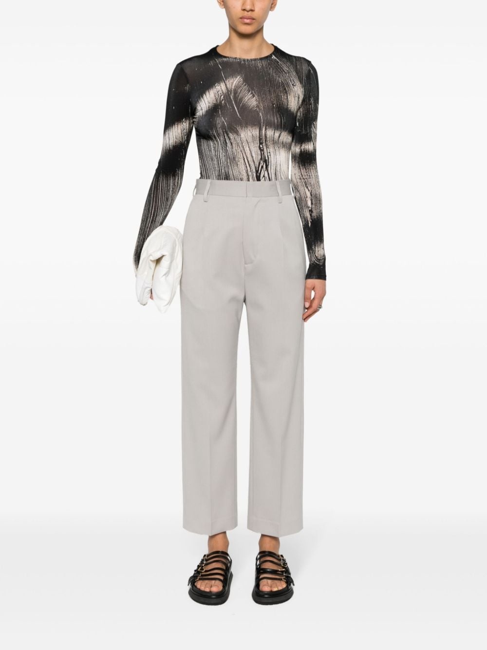 high-waist straight-leg tailored trousers - 2