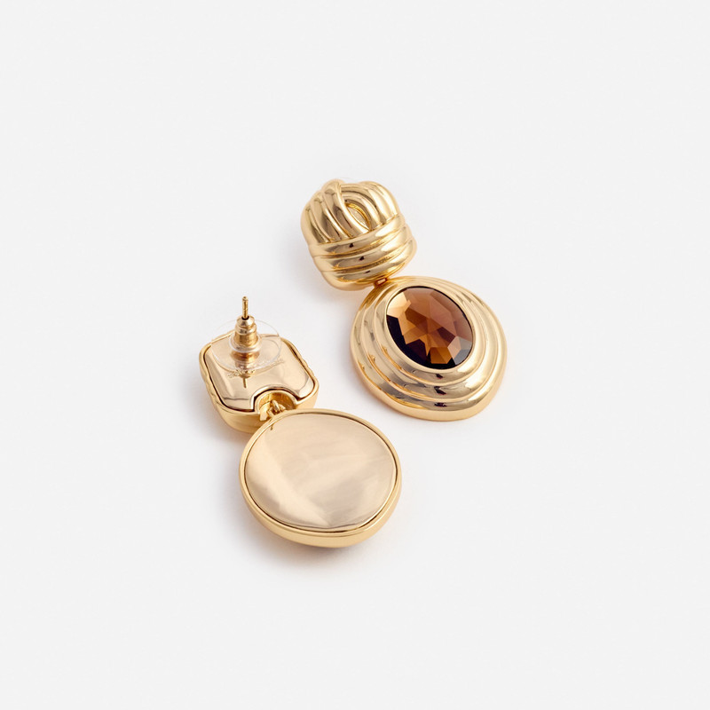 self-portrait Gold Knot Tiered Amber Earrings outlook
