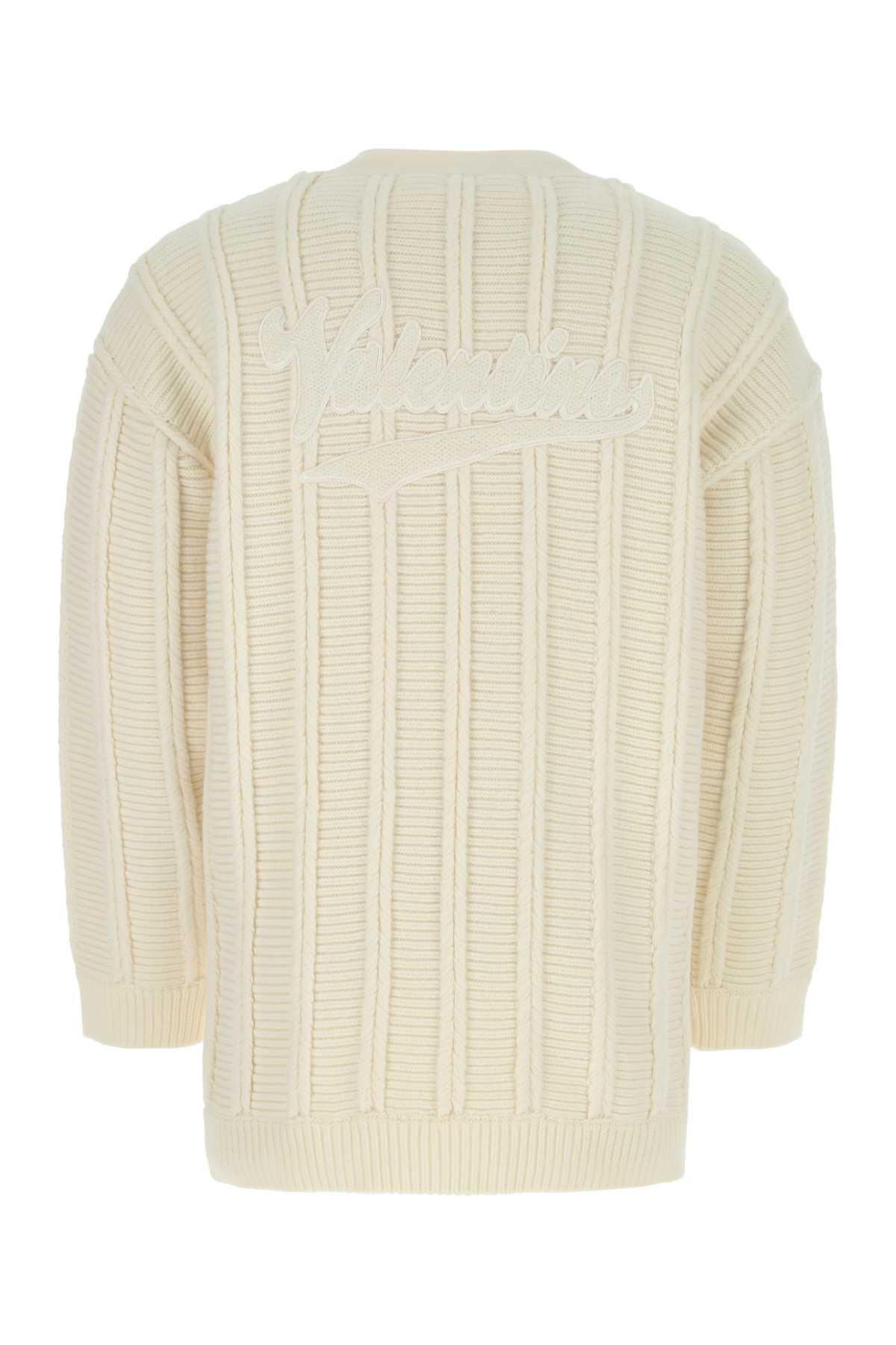 Valentino Garavani Men Ivory Wool Cardigan - 2