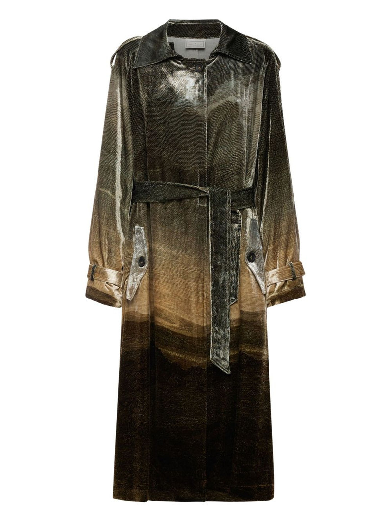 landscape-print belted coat 1