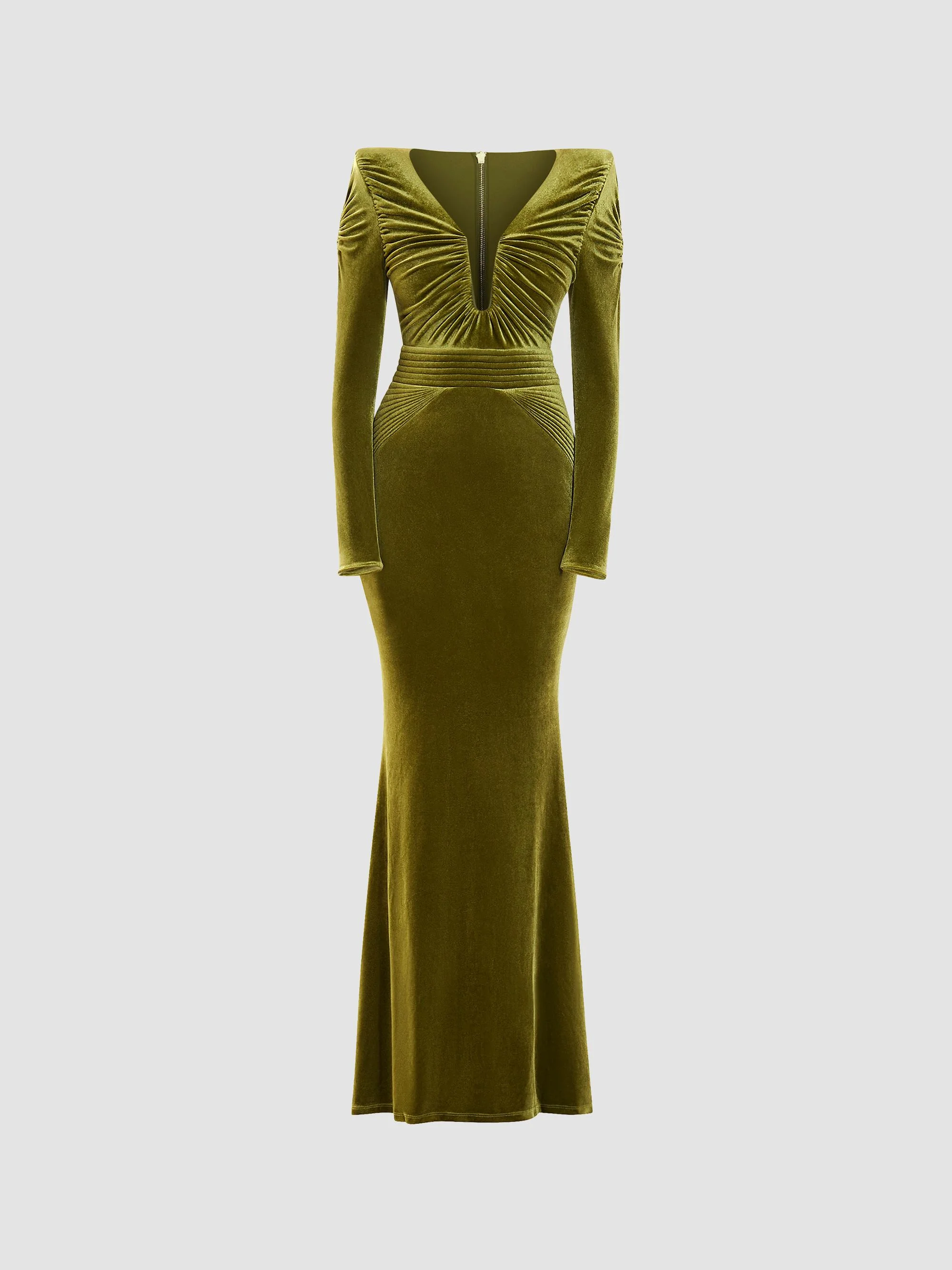 Women's Betsy Mixed-Media Gown - Khaki - 1