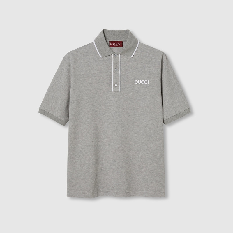 Embroidered cotton piquet polo shirt 1