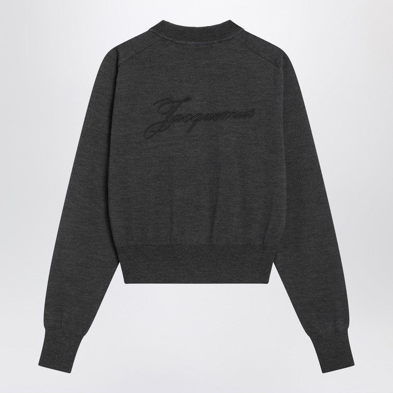Jacquemus Grey Wool Sweater With Logo Embroidery Women - 2