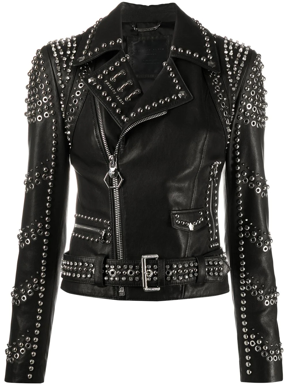 pierced biker jacket - 1