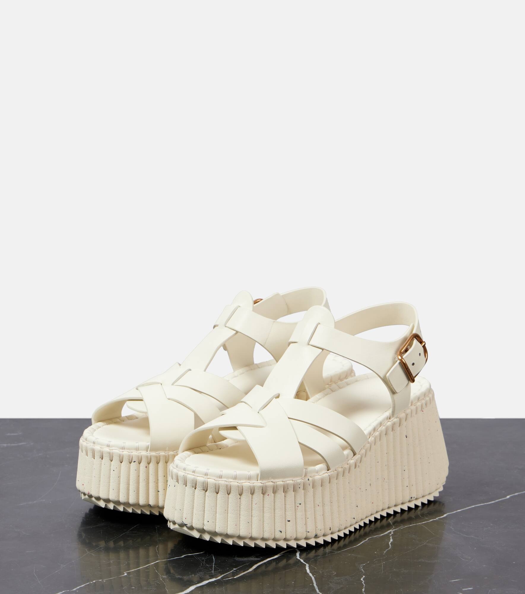 Nama 80 leather wedge sandals - 5