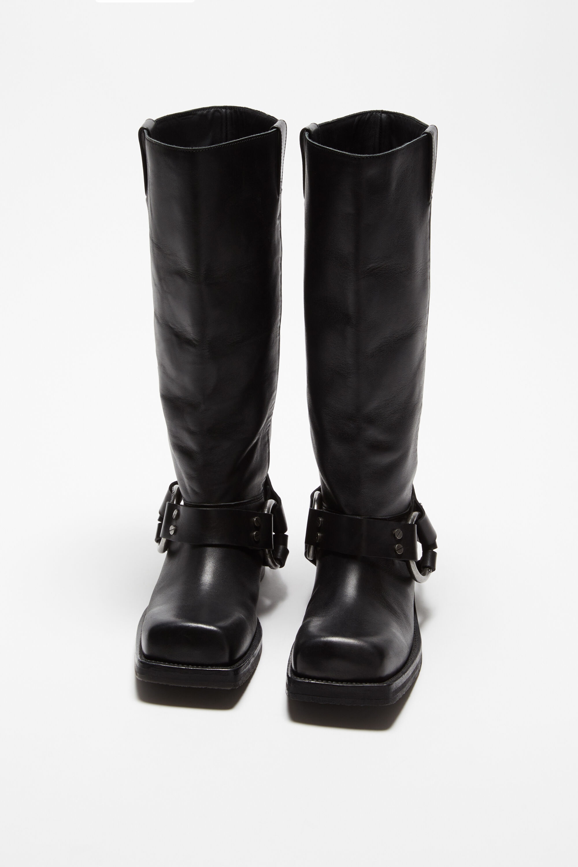 Leather buckle boots - Black - 3