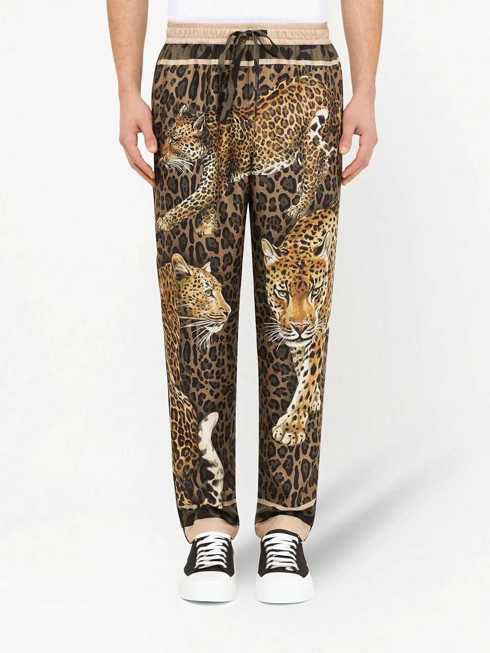 leopard-print silk track pants - 3