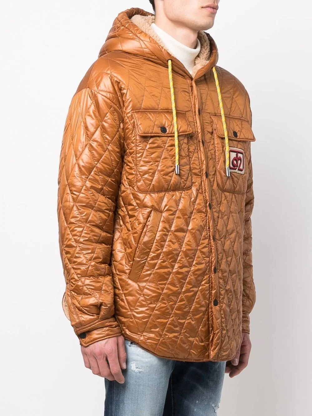 hooded quilted-effect coat - 3