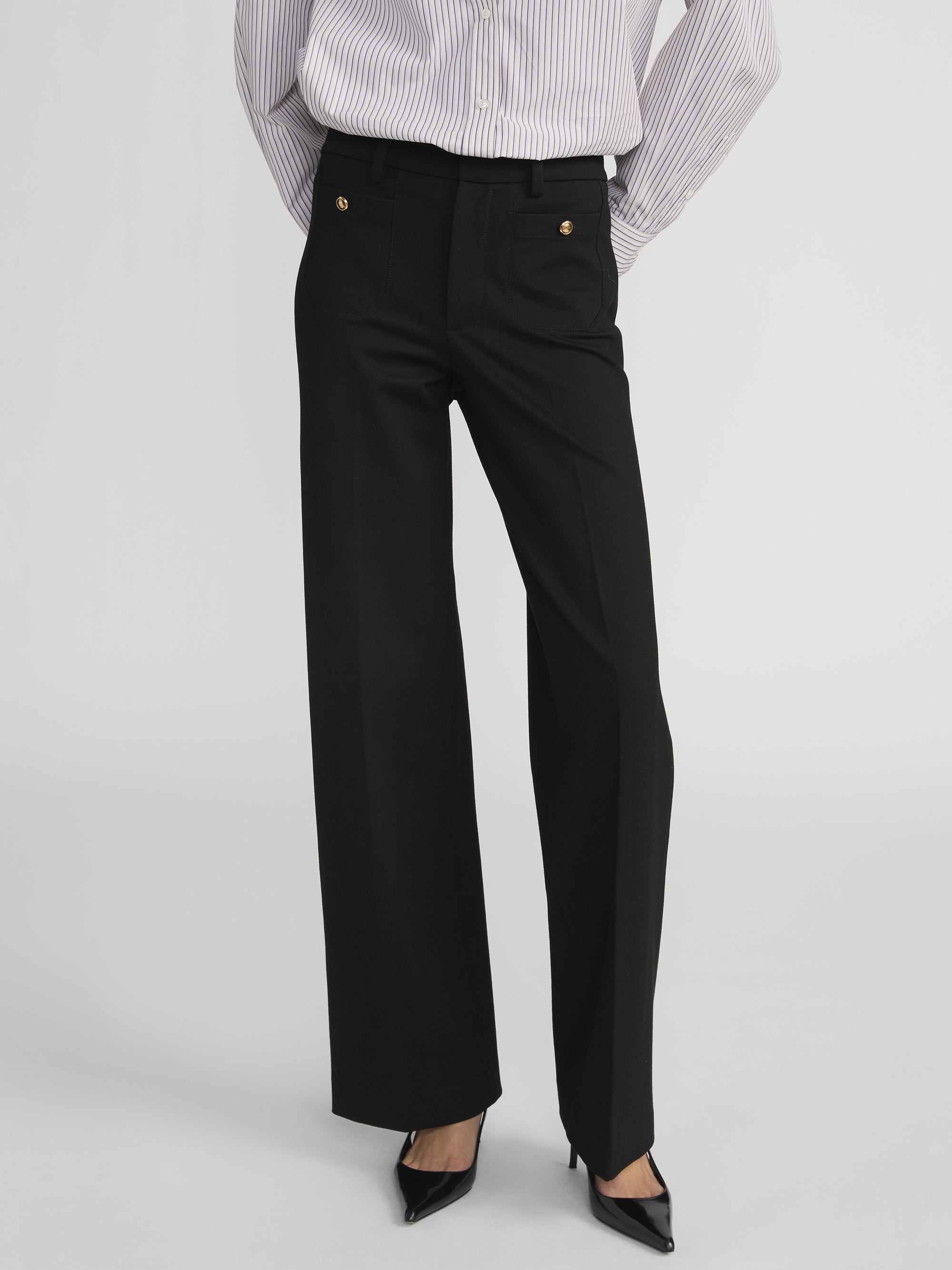 The Slim Palazzo Trouser in Black - 3