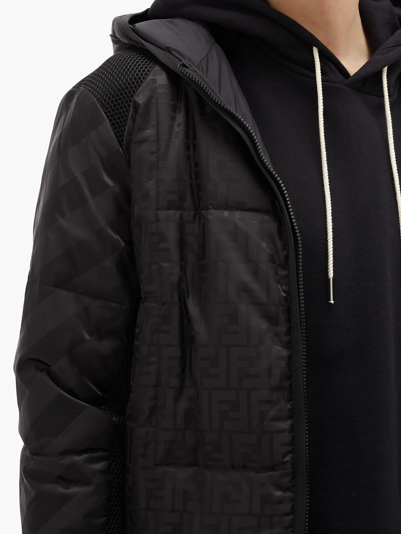 FF-jacquard mesh panel down jacket - 3