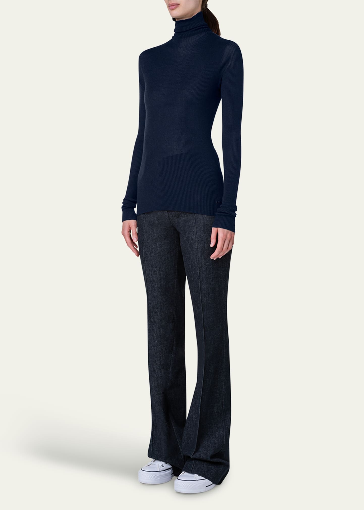 Cashmere-Silk Fine Ribbed Knit Pullover - 4