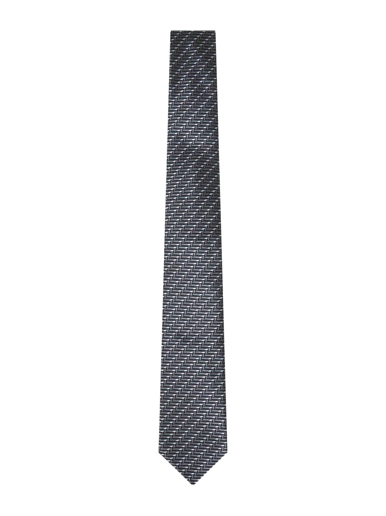 Giorgio Armani Men Grey Chevron Jacquard Silk Tie - 1