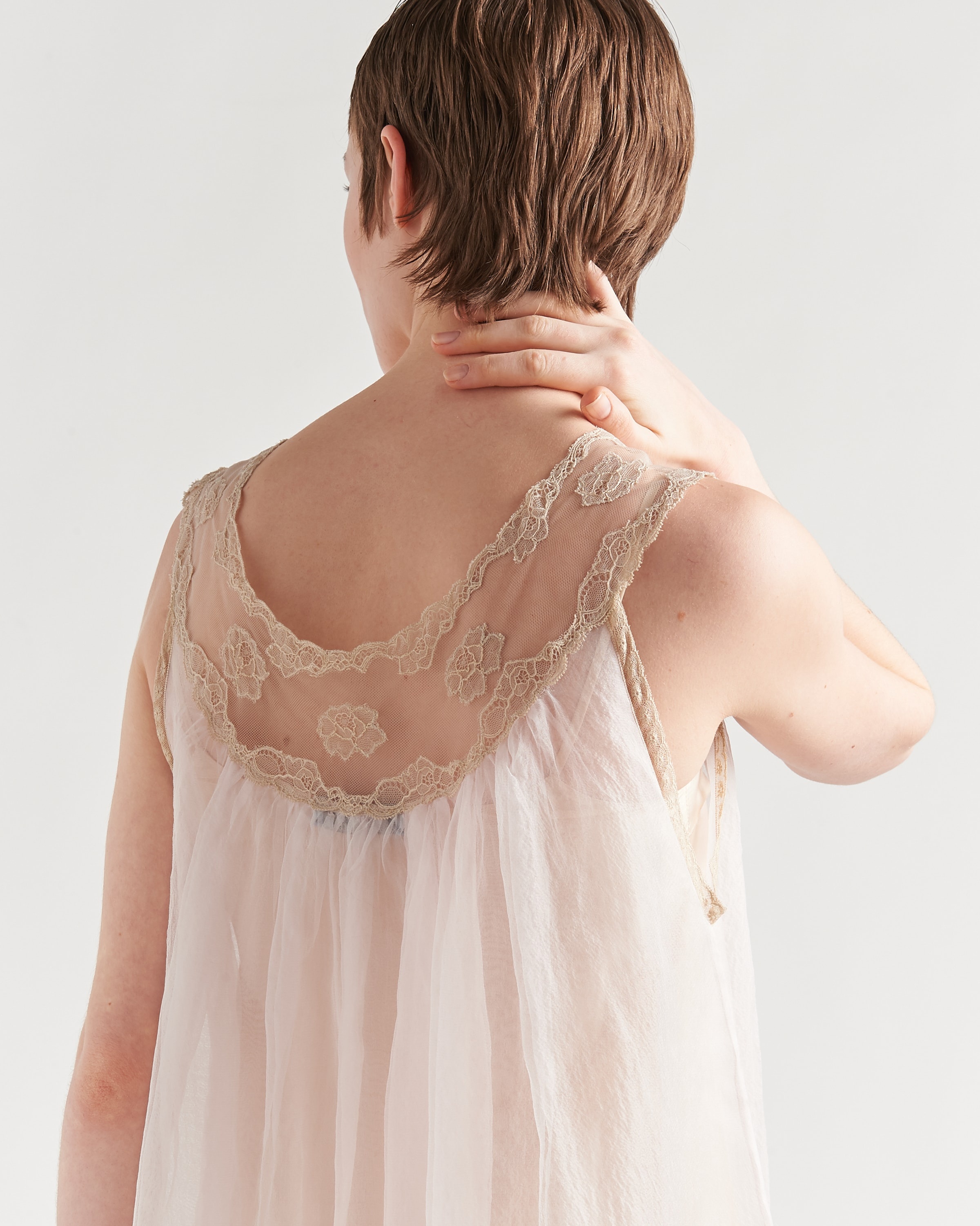 Prada Nylonette and lace midi-dress | REVERSIBLE