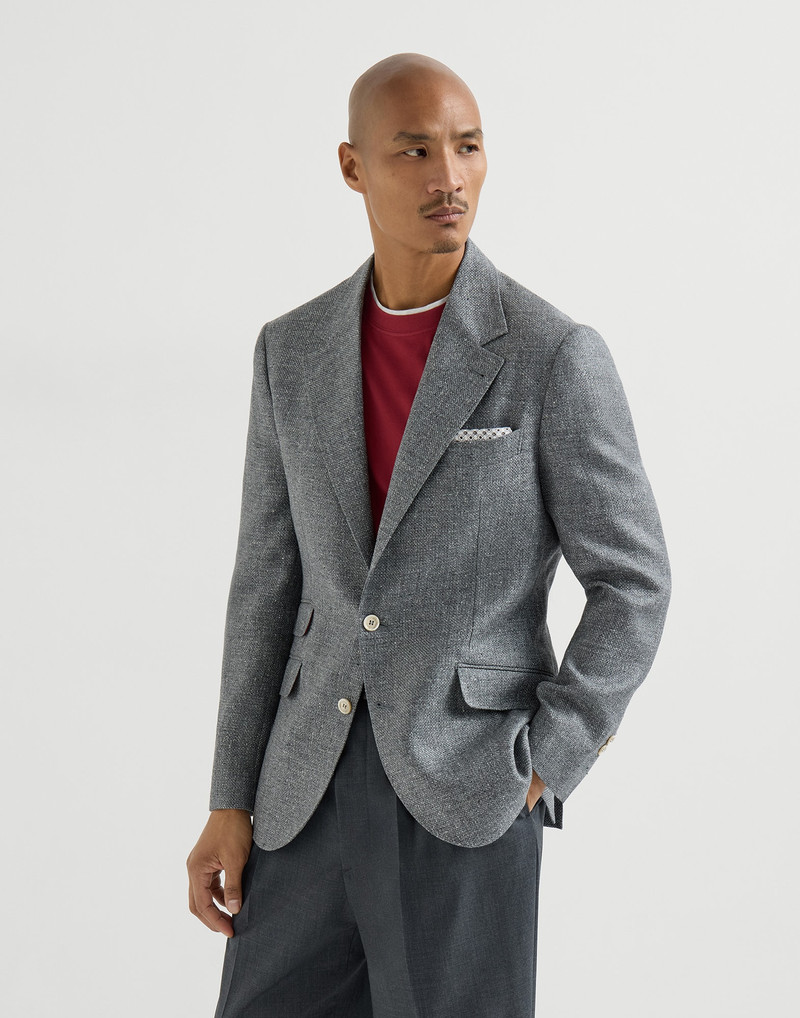 Silk, linen and wool hopsack deconstructed Cavallo blazer 2