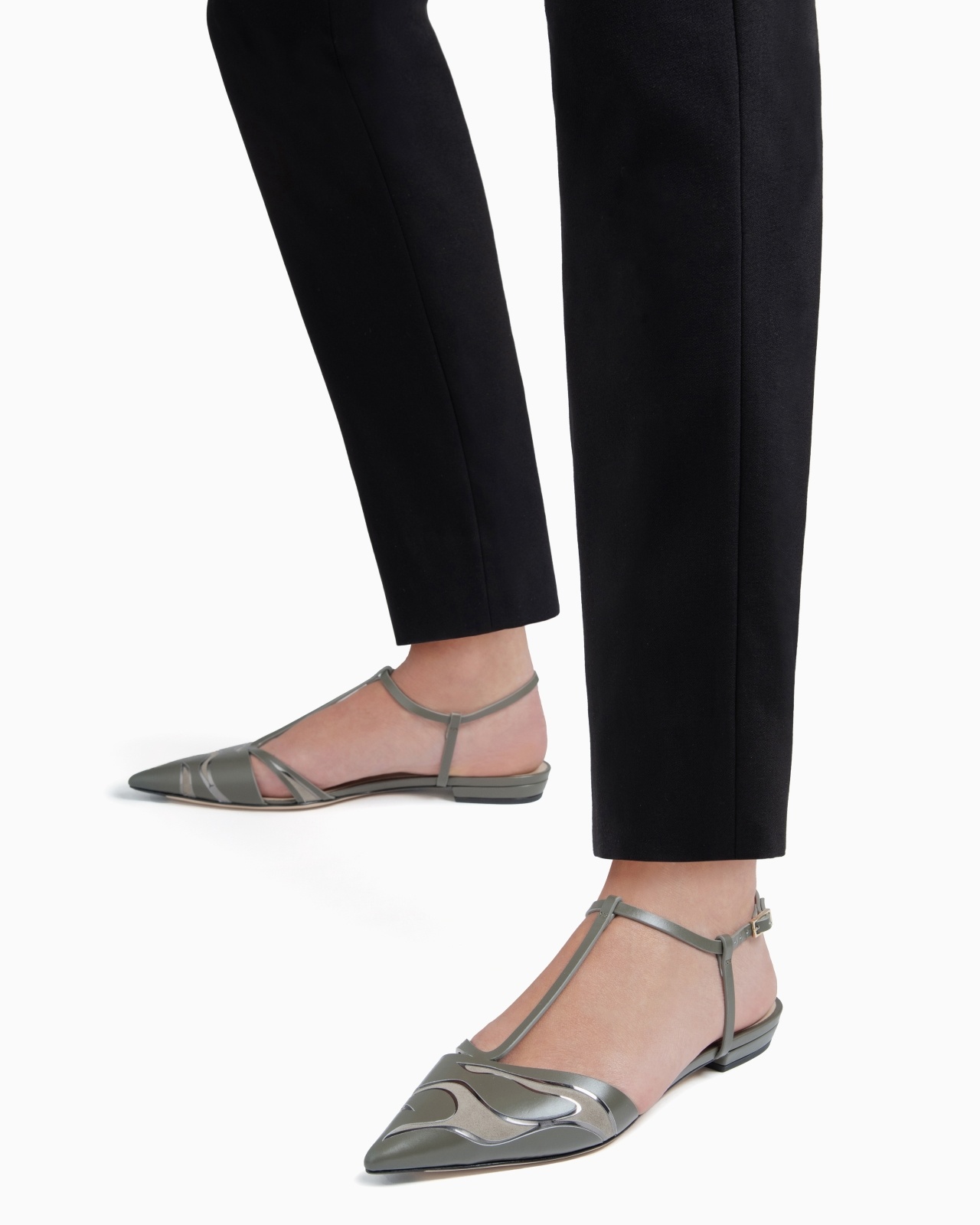 LEATHER T-BAR BALLERINAS WITH STRAP - 7