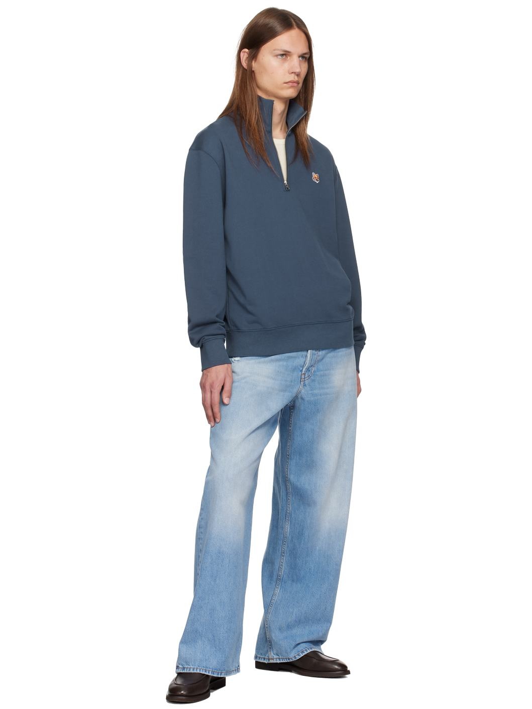 Blue Fox Head Half-Zip Sweatshirt - 4