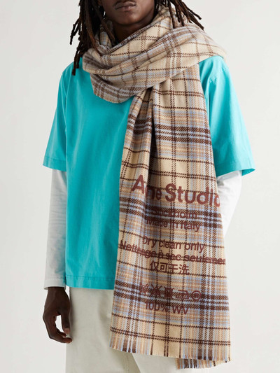 Acne Studios Logo-Print Checked Wool Scarf outlook