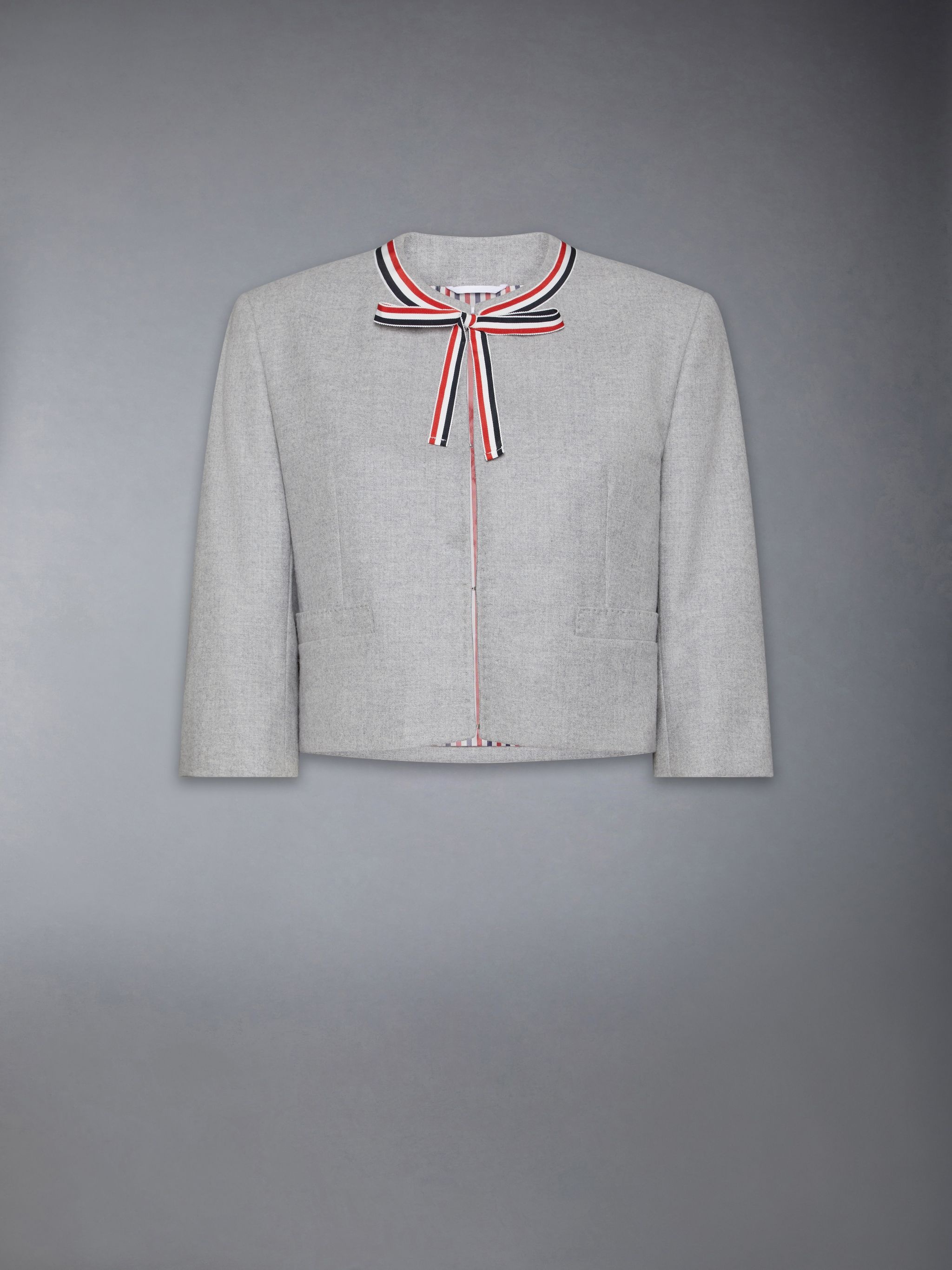 Wool Flannel Bow Cardigan Jacket - 8