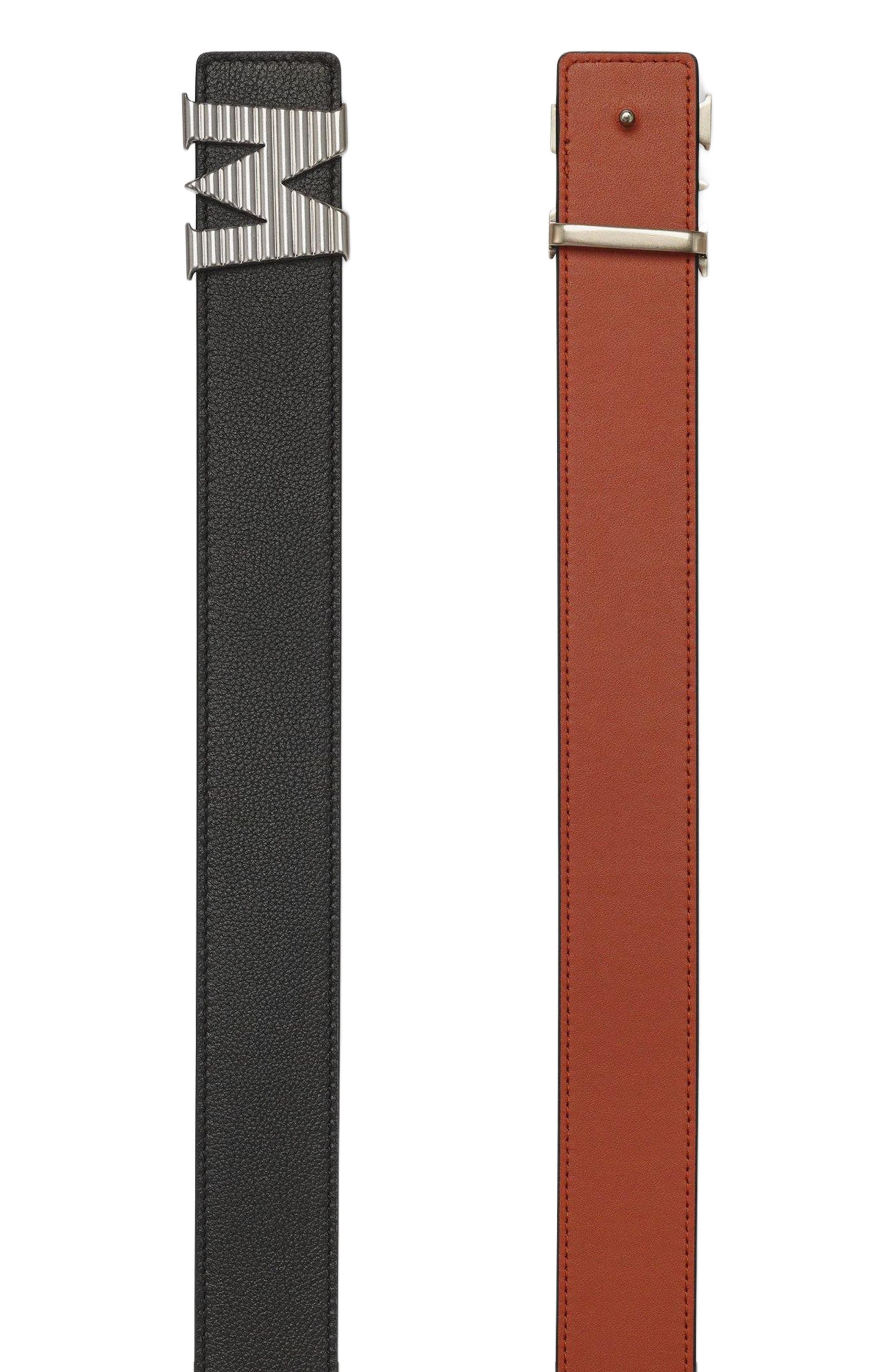 MCM Claus Fluted Reversible Belt in Black at Nordstrom - 2