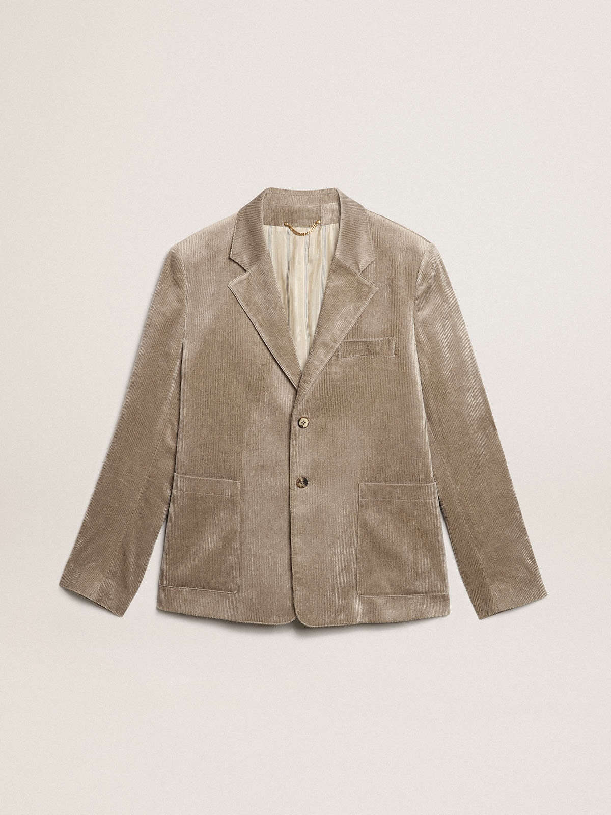 Boxy-fit single-breasted blazer in light beige cotton - 1