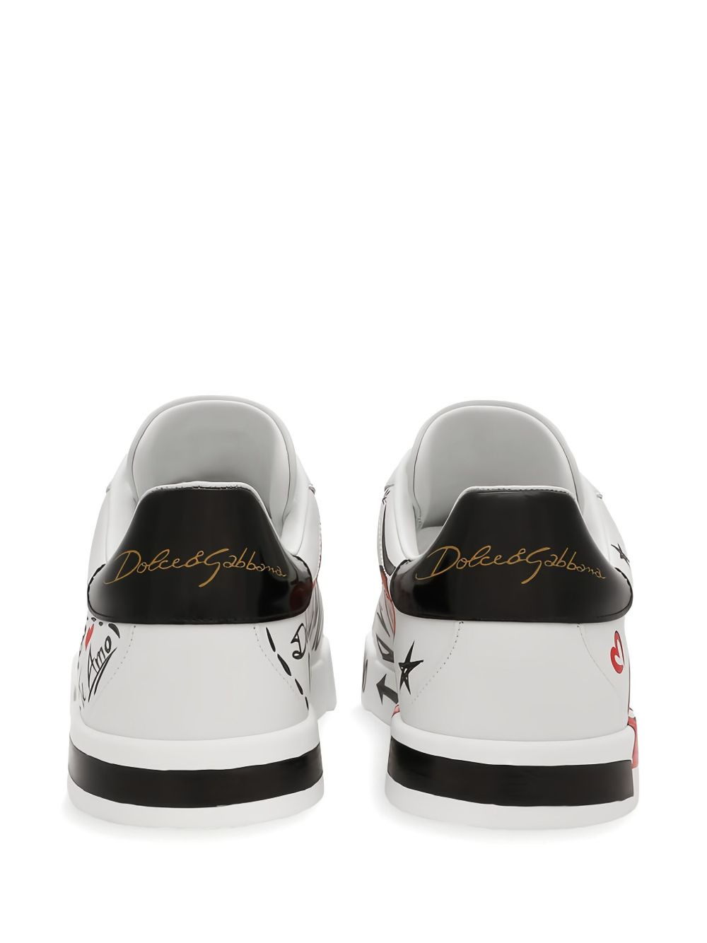graffiti-print leather sneakers - 3