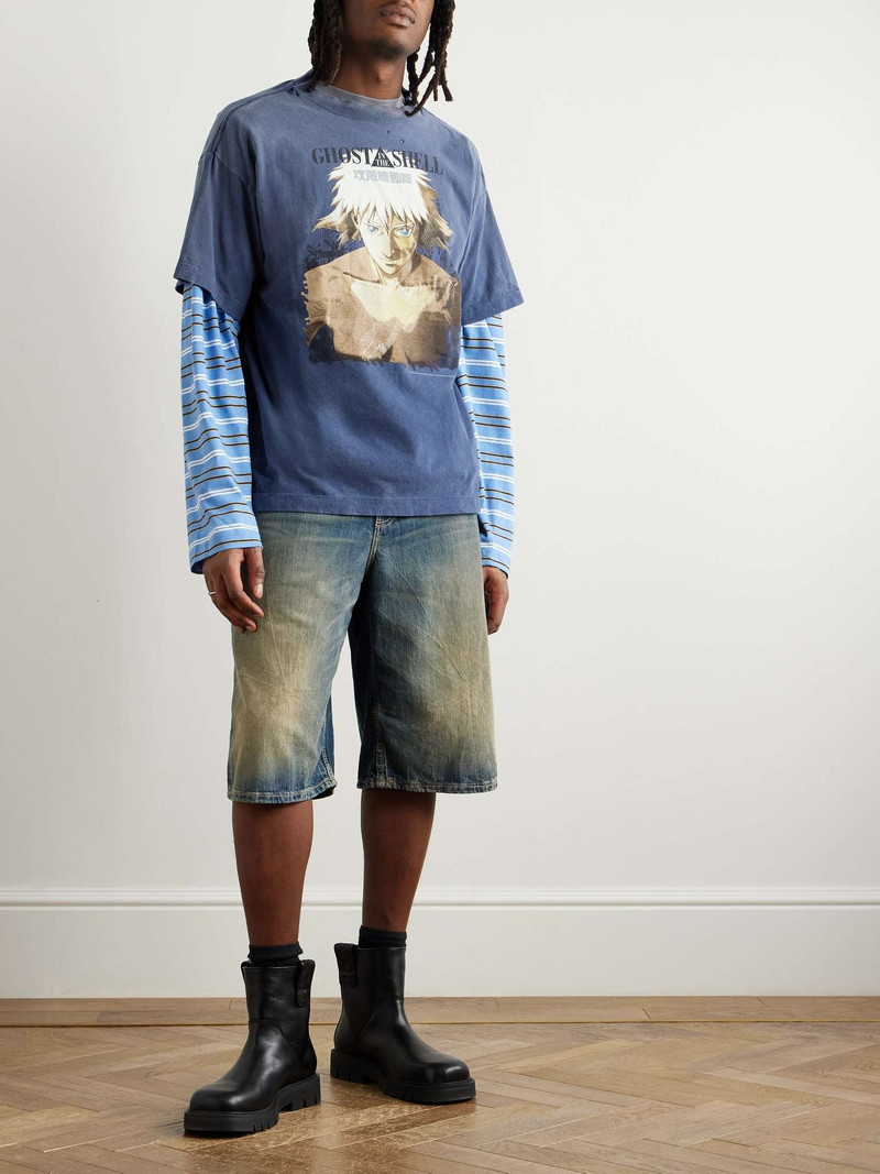 SAINT M×××××× + Ghost in the Shell Distressed Printed Cotton-Jersey T-Shirt outlook