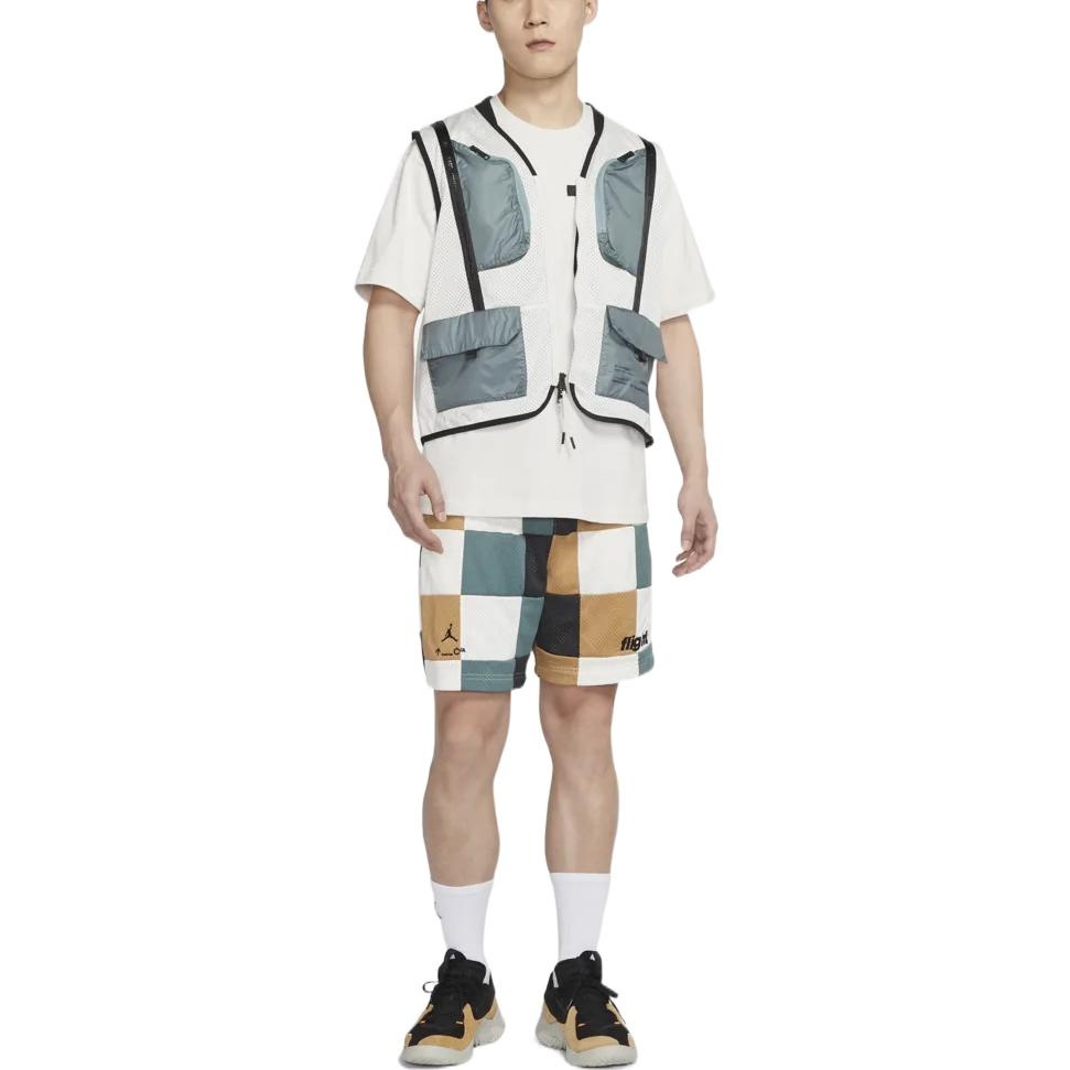 Men's Air Jordan Plaid Splicing Logo Printing Straight Shorts DQ8348-384 - 2