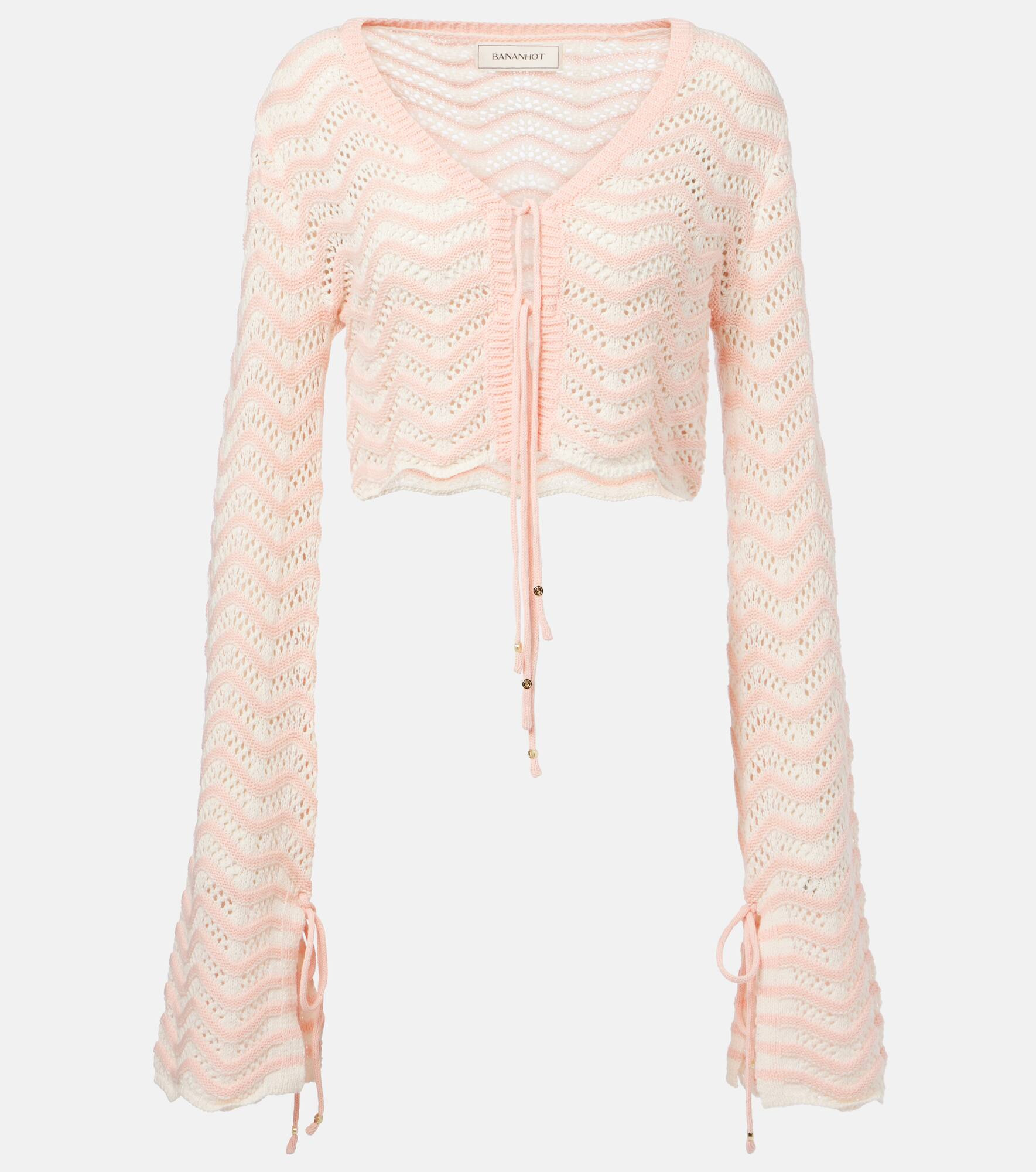 Miana striped cotton-blend crop top - 1
