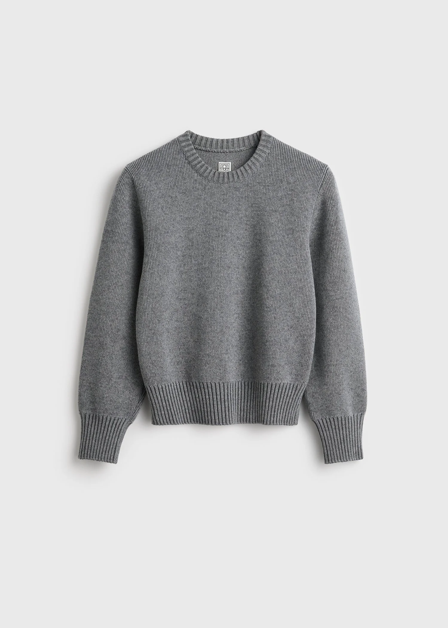Merino cotton crew knit grey melange - 1