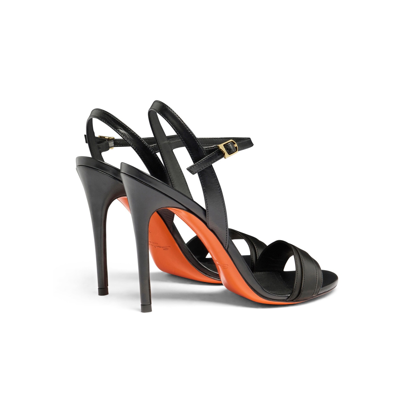 Women's black leather high-heel sandal - 4