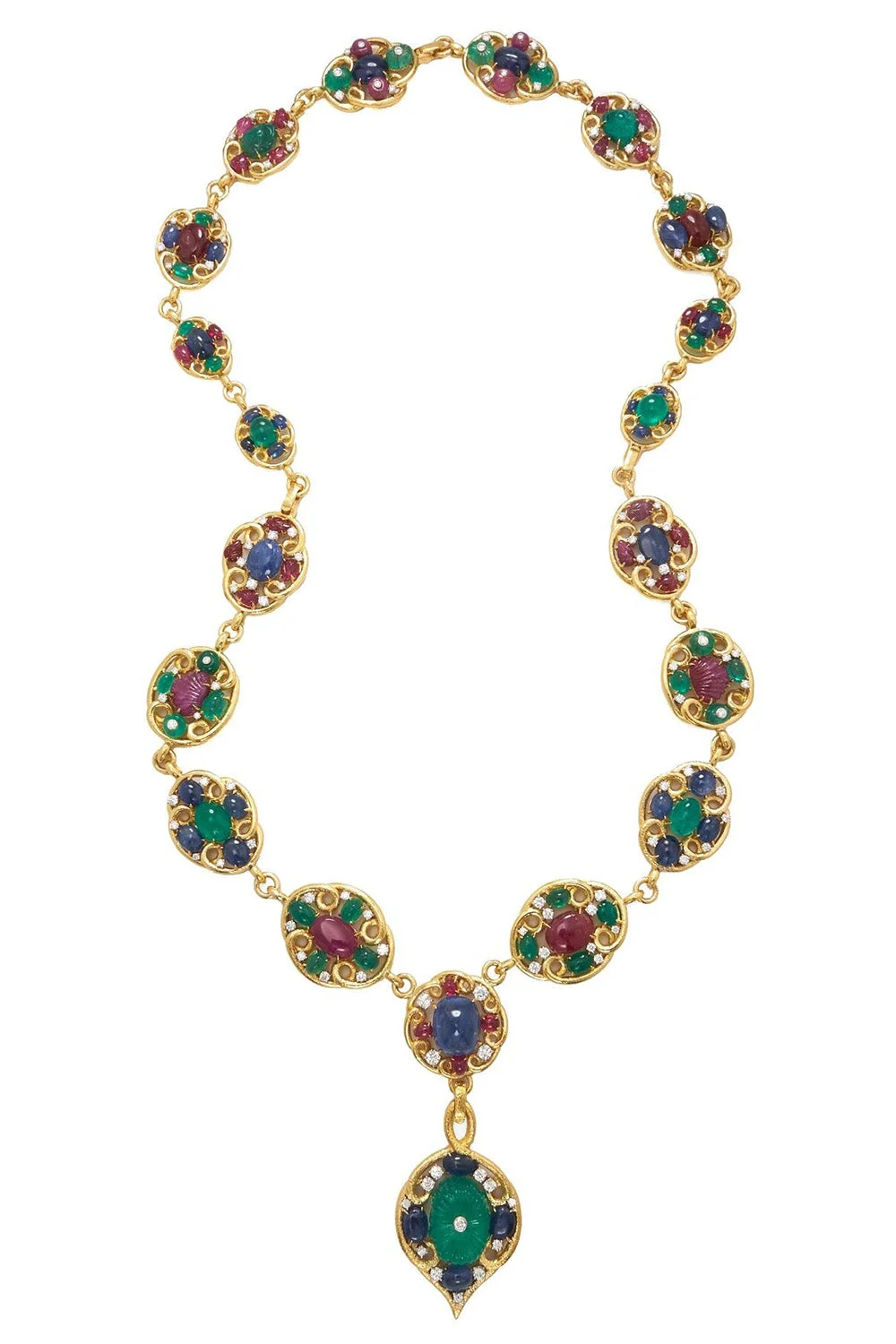 Sapphire Ruby Diamond Arabesque Necklace - 1