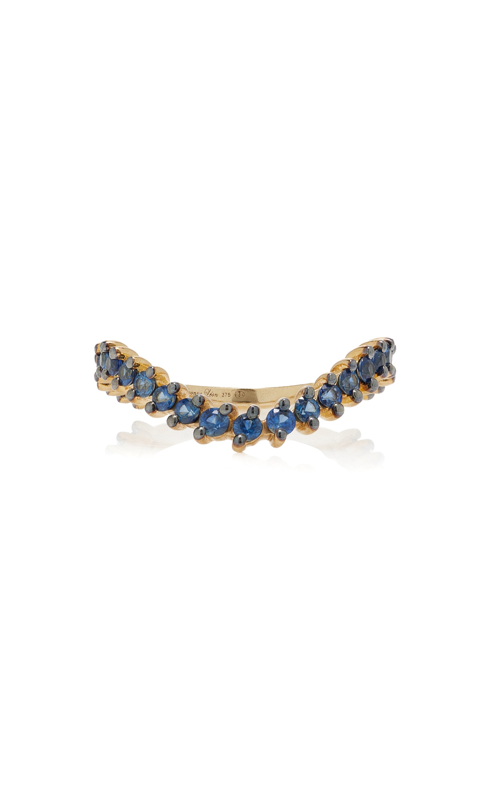 Alliance 9K Yellow Gold Sapphire Wave Ring blue - 1