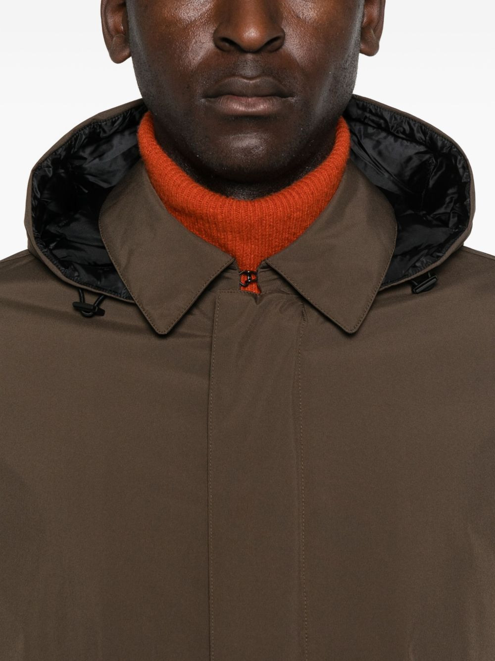 hooded concealed-zip coat - 5
