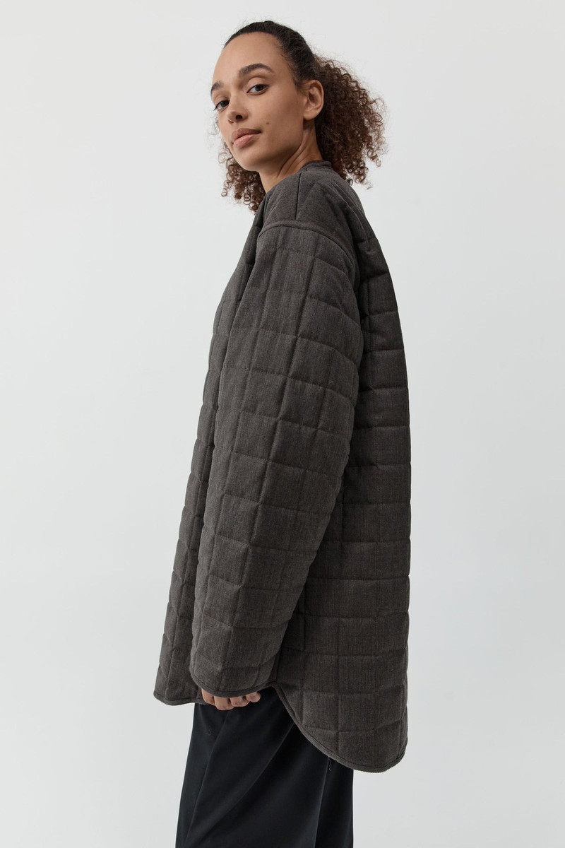 Wool Stitched Pillow Jacket - Mulch 4